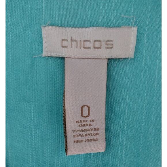 Chico's Button Up Long Tab Sleeve Shirt, Sz 0 (XS/4), Aqua - Picture 7 of 8